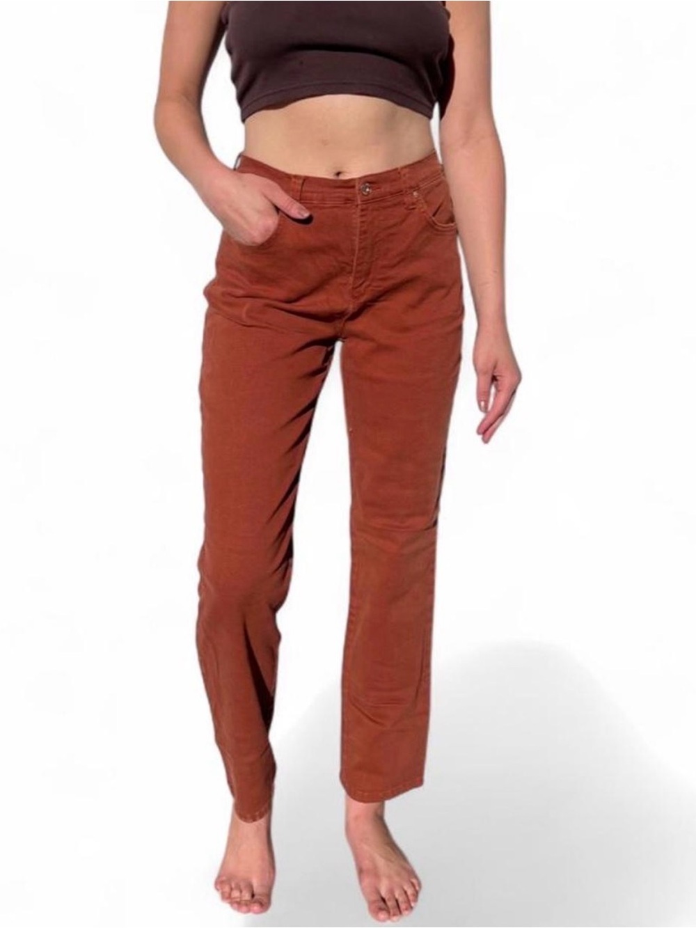 Gloria Vanderbilt Rust Brown Straight-Leg Jeans